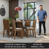 Juego de Comedor Mesa Tapa de Madera 6 Sillas Marrón/Hibiscos Sharon Madesa