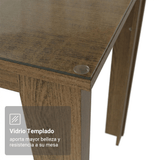 Juego Comedor Mesa con Tapa de Vidrio 6 Sillas Marrón/Crema/Beige Heloísa Madesa