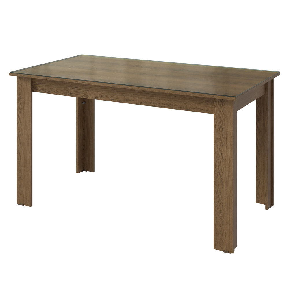 Juego de Comedor Mesa Tapa de Vidrio 6 Sillas Marrón/Negro Heloísa Madesa