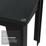 Juego Comedor Mesa con Tapa de Vidrio 6 Sillas Negro/Marrón Heloísa Madesa