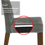 Juego de Comedor Mesada de Vidrio 6 Sillas Siena Marrón/Negro/Silver