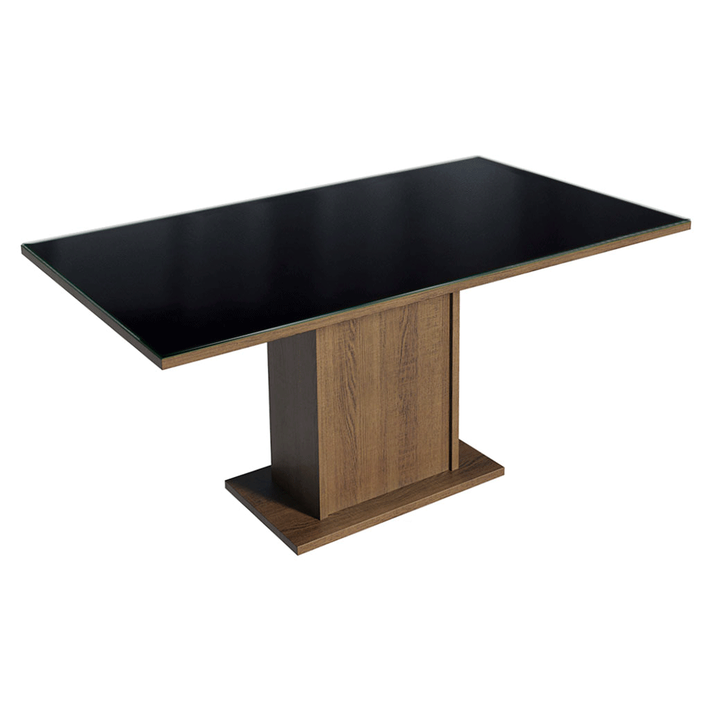 Juego de Comedor Tapa de Vidrio 6 Sillas Marrón/Negro/Oxford Dália Madesa