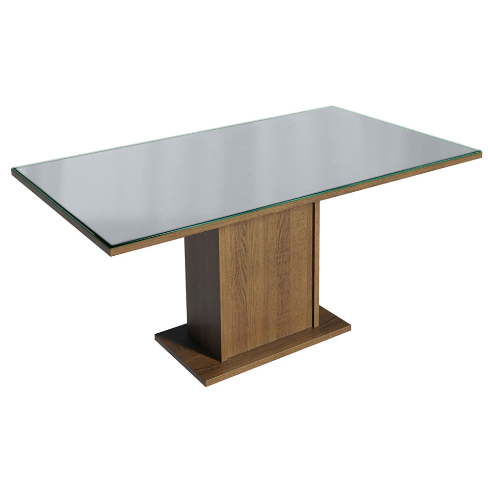 Juego de Comedor Tapa de Vidrio 6 Sillas Marrón/Gris/Silver Azaleia Madesa