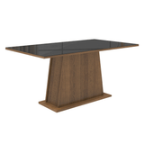 Juego de Comedor Tapa de Vidrio 6 Sillas Marrón/Negro/Oxford Peônia Madesa
