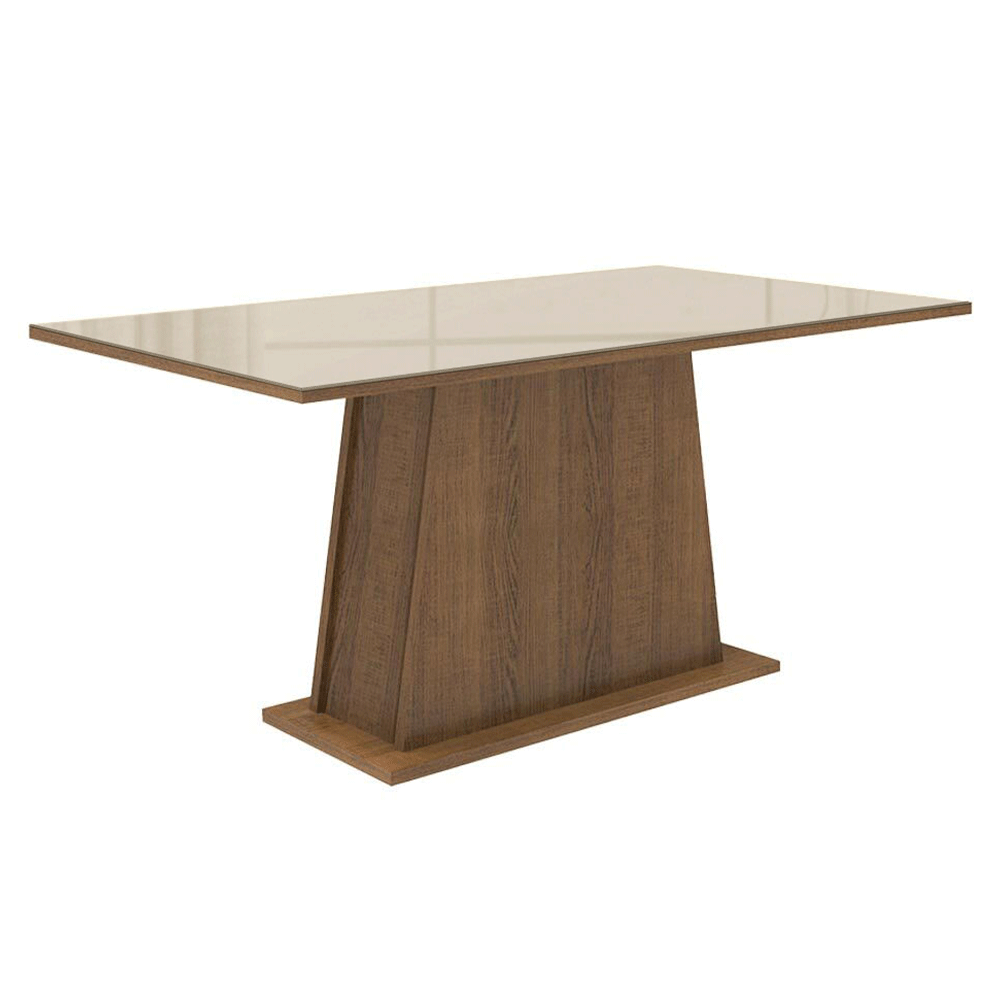 Juego de Comedor Tapa de Vidrio 6 Sillas Marrón/Crema/Imperial Avenca Madesa