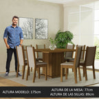 Juego de Comedor 8 Sillas Marrón/Crema/Beige Marisa Madesa 01