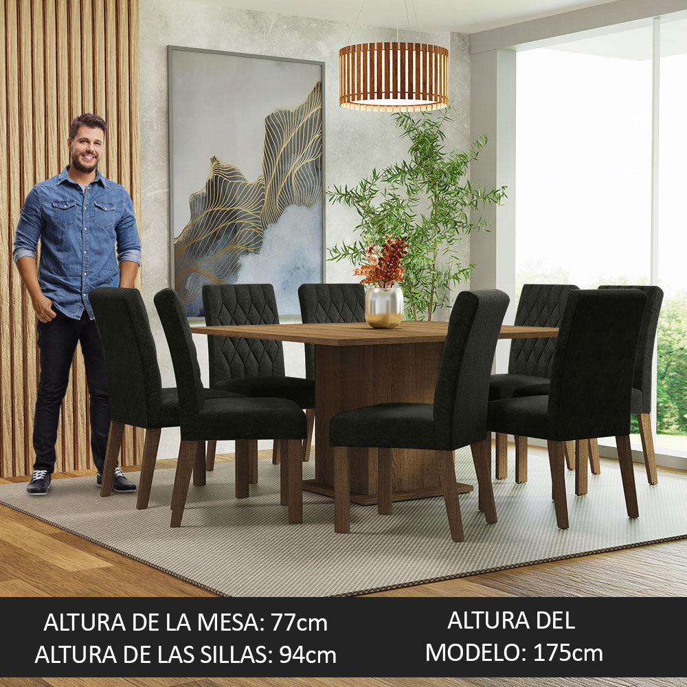 Juego de Comedor 8 Sillas Marrón/Oxford Leila Madesa