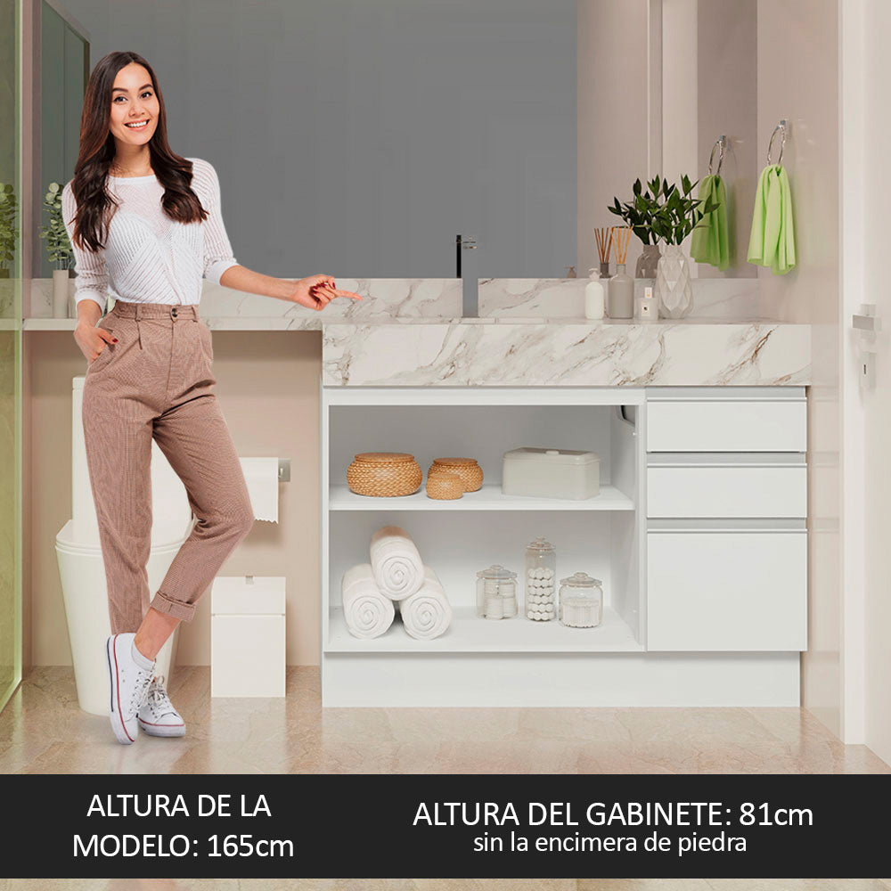 Madesa Armario para Baño de 120cm con 2 Puertas y 3 Cajones Blanco