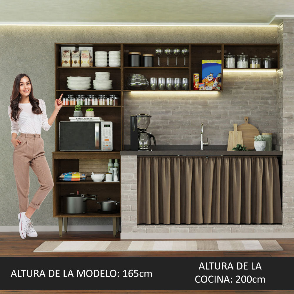 Combo completo de Cocina 235 cm Marrón Gourmet Madesa