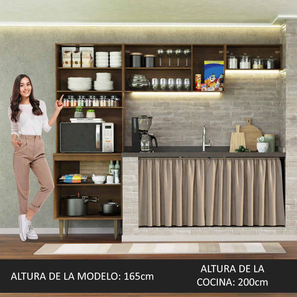 Cocina Compacta de Cocina 235 cm Marrón/Crema Gourmet Madesa