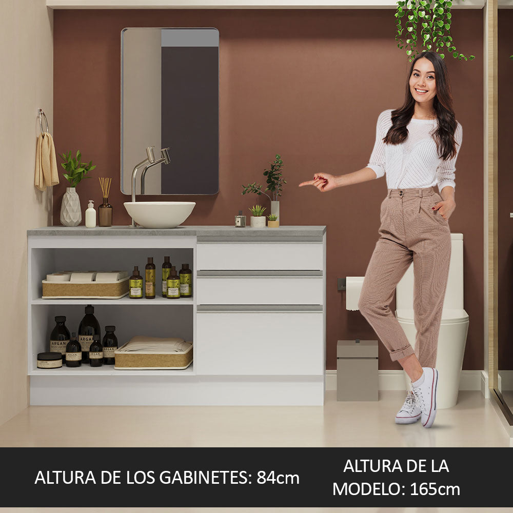Bajo Mesada para Baño 140cm 2 Puetas 3 Cajones Blanco Madesa