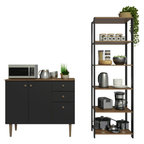 Kit Bajo Mesada y Estante Multiuso para Cocina Marrón/Negro Madesa