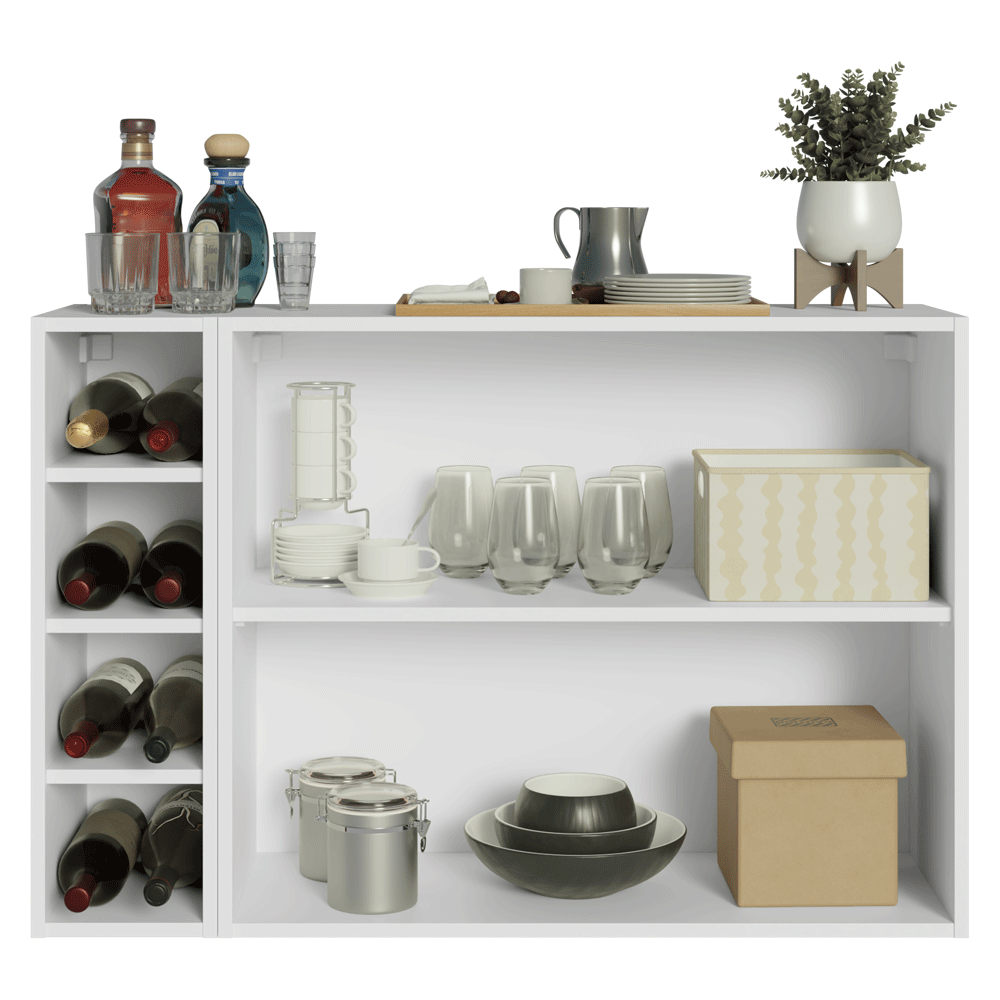 Aparador Vajillero con Bodega para botellas 100cm 2 Puertas Blanco/Verde Vik 16