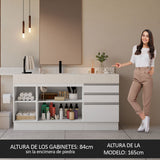 Bajo Mesada para Baño 180 cm 3 Puetas 3 Cajones Blanco Madesa
