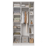 Placard Modular 105 cm 2 Puertas con Espejos y 5 Nichos Blanco Neo Madesa