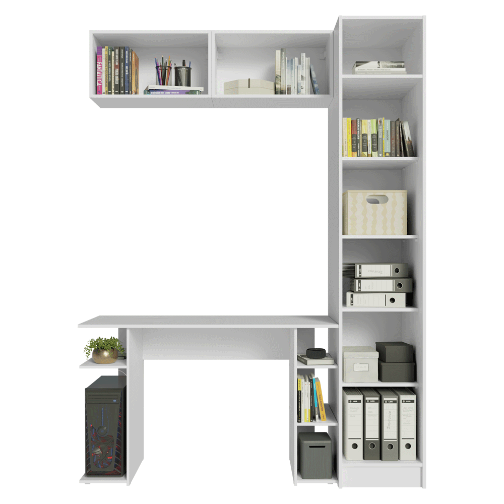 Conjunto Home Office 1 Placard 2 Alacenas Neo 1 Escritorio Blanco Madesa