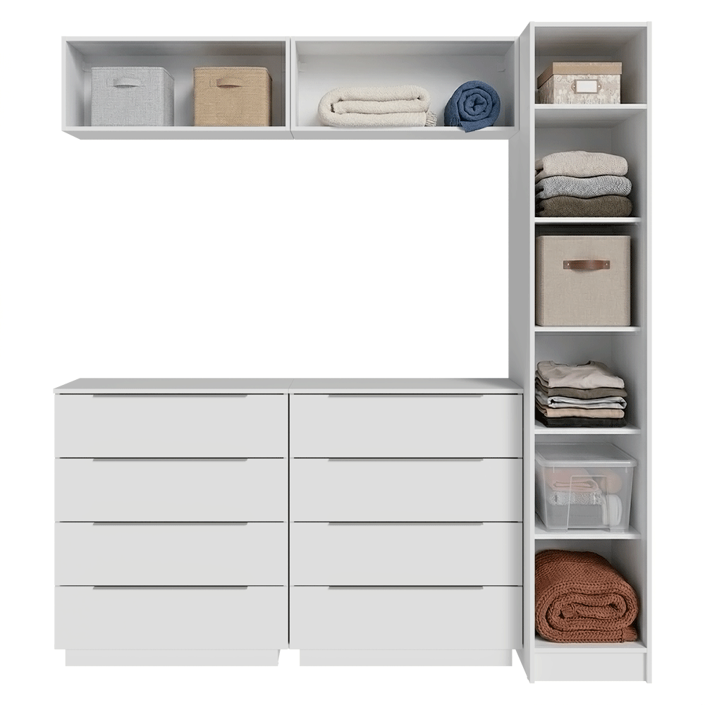 Conjunto Dormitorio con 1 Placard Neo 2 Alacenas 2 Cómodas Blanco Madesa 01