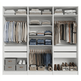 Placard Modular 240 cm 6 Puertas con Espejos 4 Cajones Blanco Neo Madesa 02