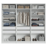 Placard Modular 240 cm 6 Puertas con Espejos 6 Cajones Blanco Neo Madesa 04