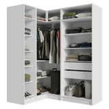 Placard de Esquina Matrimonial 310 cm 5 Puertas 2 Cajones Neo Blanco 01
