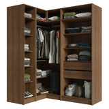 Dormitorio Completo Matrimonial Esquinero 310 cm 5 Puertas 2 Cajones Marrón/Crema Neo Madesa 01