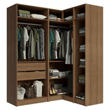 Dormitorio Completo Matrimonial Esquinero 310 cm 5 Puertas 2 Cajones Marrón/Crema Neo Madesa 02