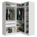 Placard Modular de Esquinero 310 cm 5 Puertas con Espejos 2 Cajones Blanco Neo Madesa 03
