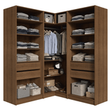 Placard Modular Esquinero 350 cm 6 Puertas 4 Cajones Marrón/Crema Neo Madesa 01