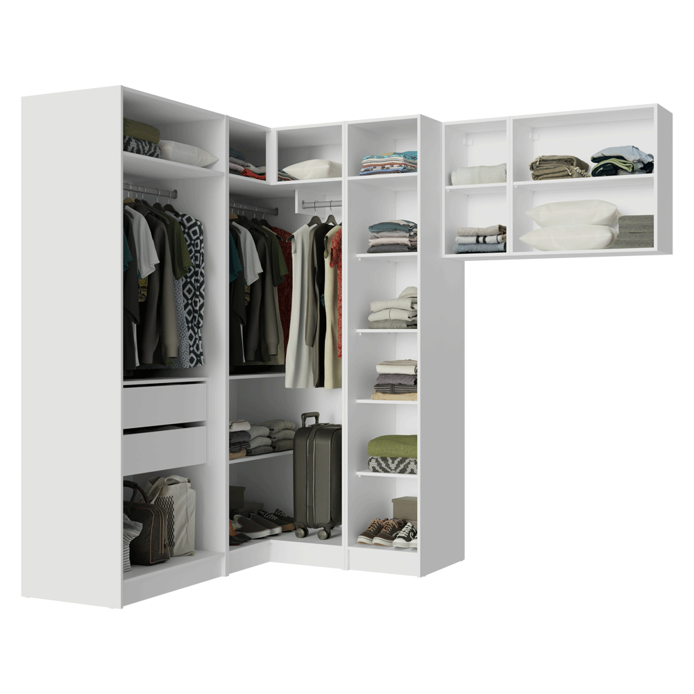 Placard Ropero de Esquina Modulado Madesa Neo 415 cm Blanco
