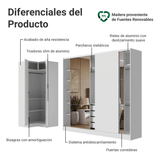Placard Modulado Neo + Placard Royale Matrimonial 3 Puertas Corredizas con Espejos Blanco
