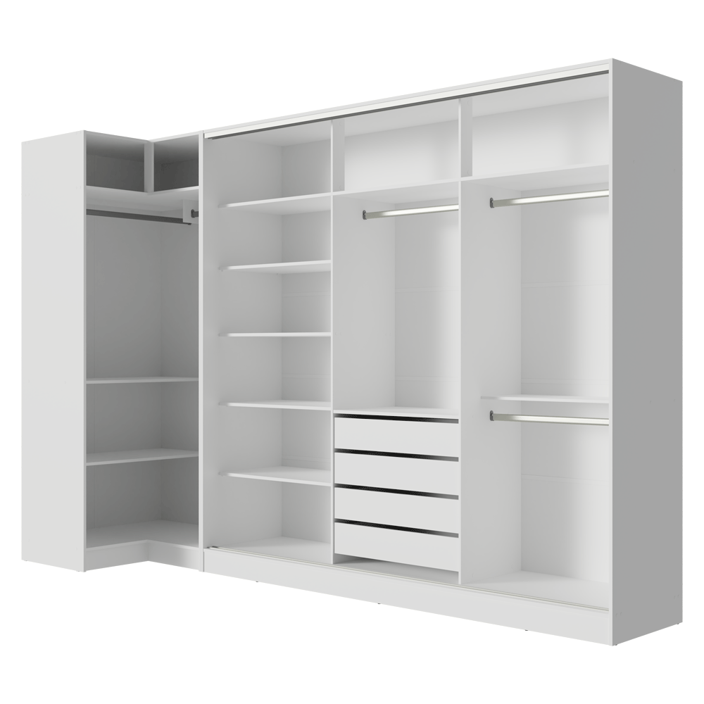 Placard Modulado Neo + Placard Royale Matrimonial 3 Puertas Corredizas Blanco