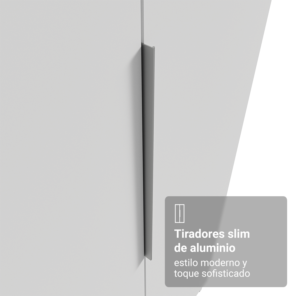 Dormitorio Completo Matrimonial Madesa Neo 580 cm con Ropero Esquinero con Espejos Blanco