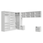 Dormitorio Completo Esquinero Matrimonial 610 cm con Respaldo y Mesa de Luz Blanco Neo Madesa