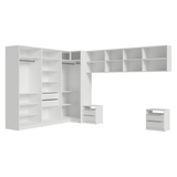 Dormitorio Completo Matrimonial de Esquina 610 cm Mesa de Luz Neo Blanco