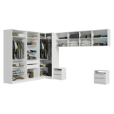 Dormitorio Completo de Esquinero Matrimonial 610 cm con Mesa de Luz Blanco Neo Madesa