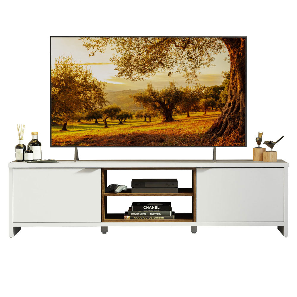 Rack para TV para TV hasta 75 Pulgadas 180 cm 2 Puertas Blanco/Marrón Metz Madesa