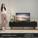 Rack para TV Retro Madesa Reims para TV hasta 75 Pulgadas patas de Madeira Negro