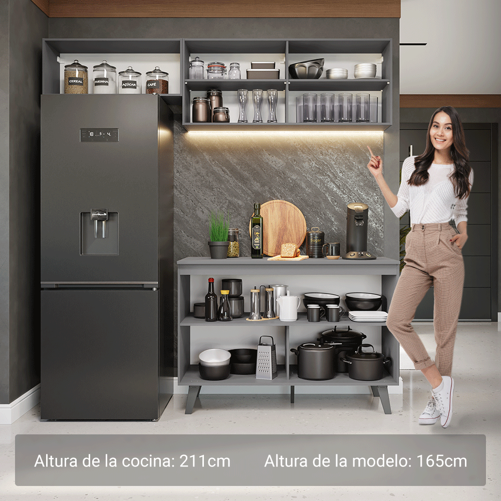 Cocina compacta 200cm Gris Nice Madesa 01XA
