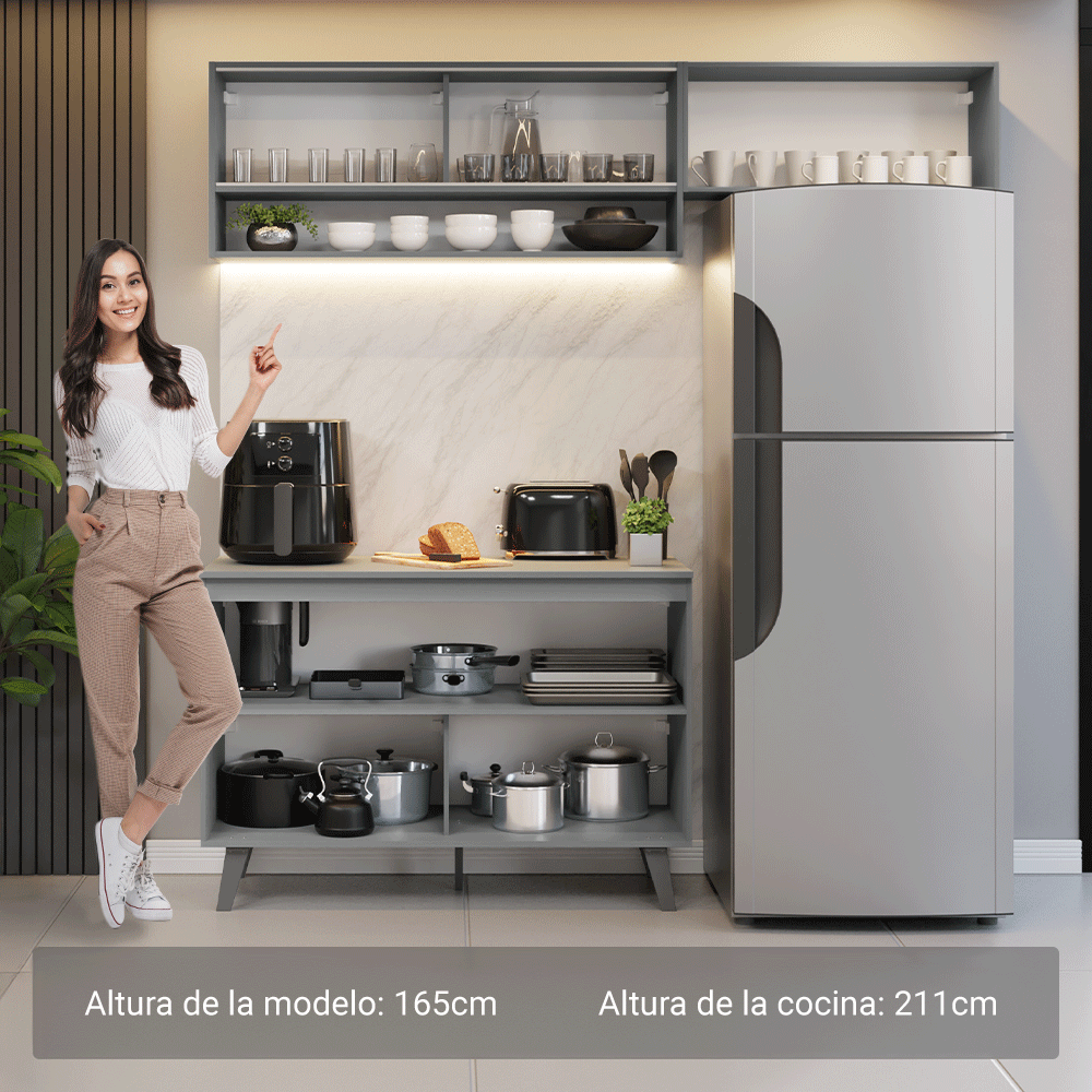Cocina compacta 200cm Gris Nice Madesa XA10