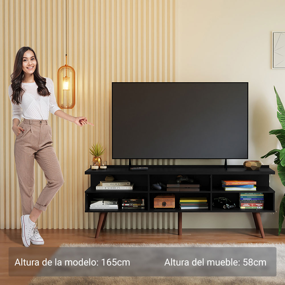 Rack para TV hasta 65 Pulgadas con patas Retro Negro Londres Madesa