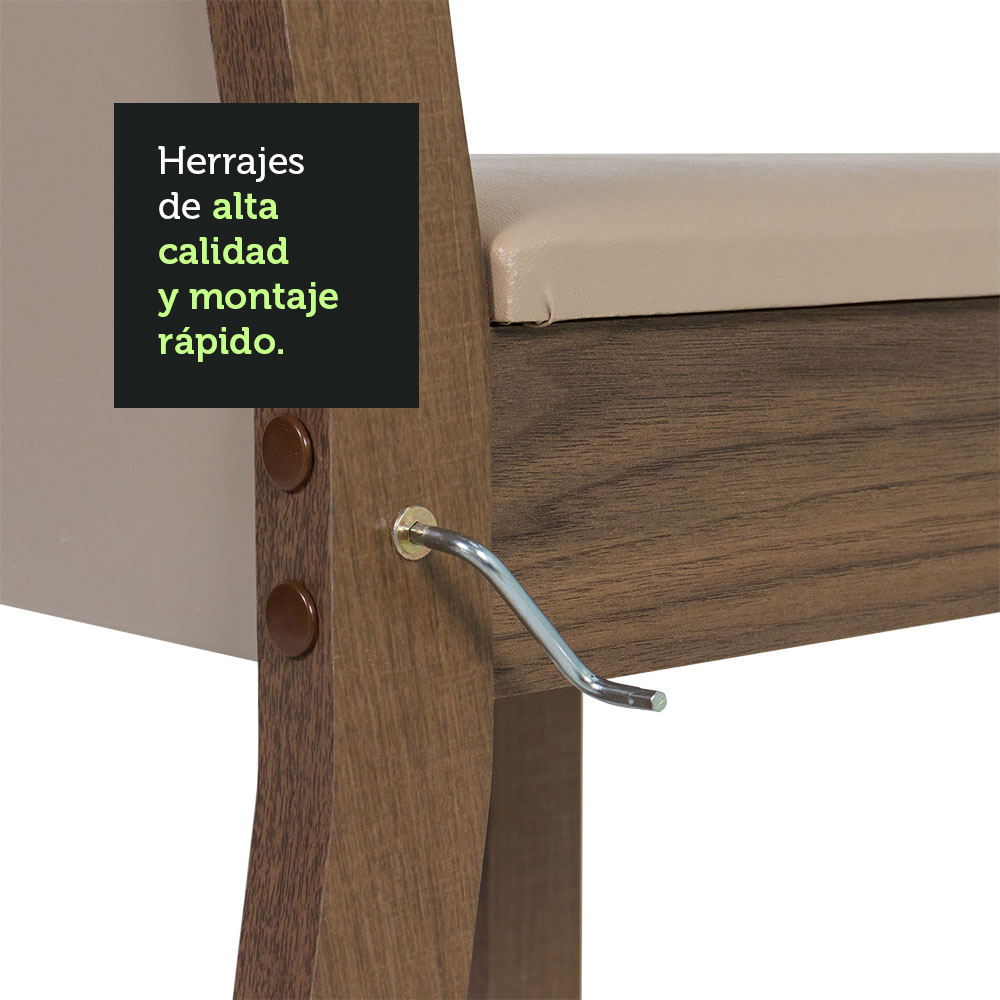 Juego de Comedor con Tapa de Madera 6 Sillas Marrón/Crema/Beige Malta