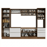 Combo Completo de Cocina 320 x 60 cm Marrón/Blanco Aterciopelado Lux Madesa 01