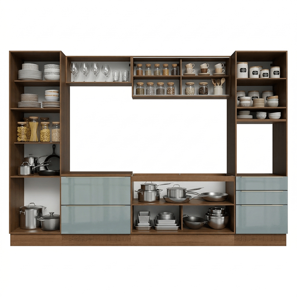 Combo Completo de Cocina 320 x 60 cm Marrón/Gris Lux Madesa 01