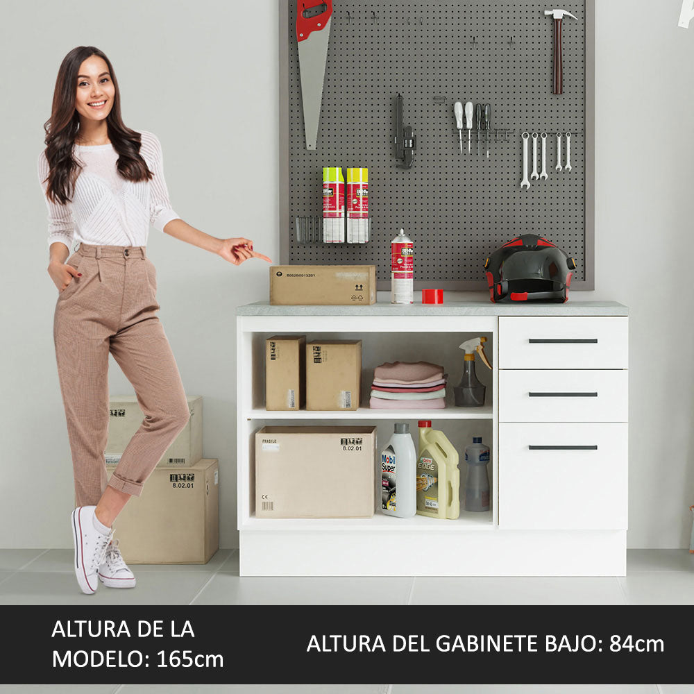Bajo Mesada Multiuso Garaje 120cm (con Tapa) Blanco