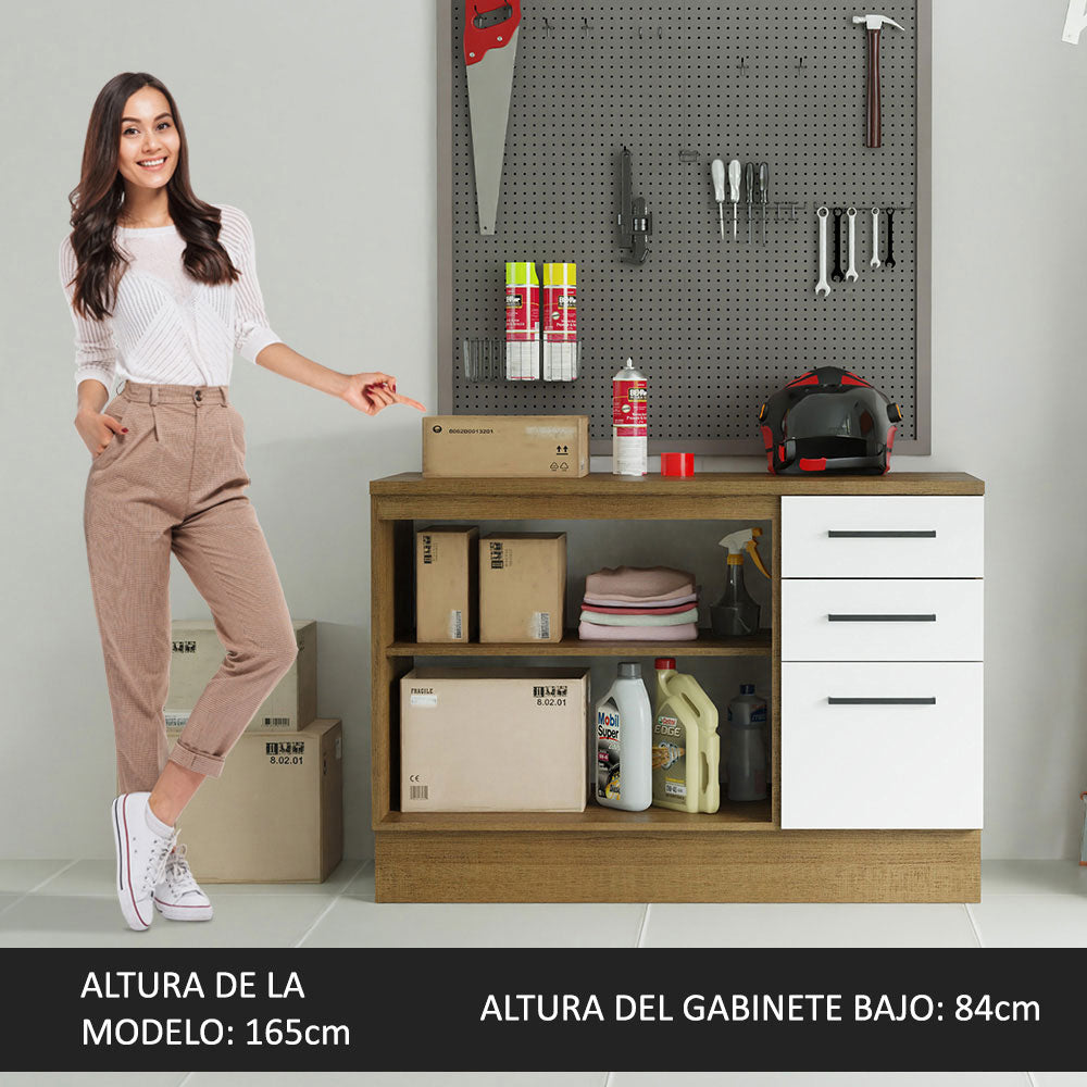 Bajo Mesada Multiuso Garaje 120cm (con Tapa) Marrón/Blanco