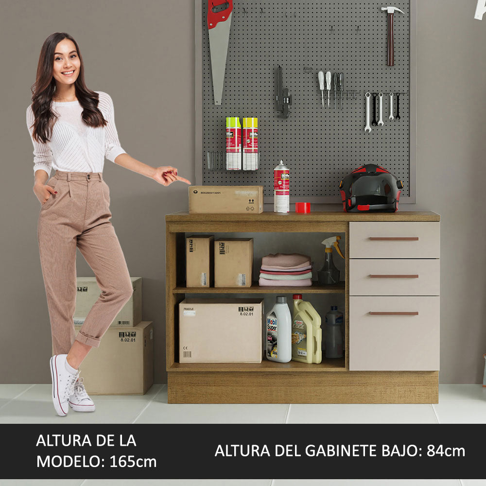 Bajo Mesada Multiuso Garaje 120cm (con Tapa) Marrón/Crema