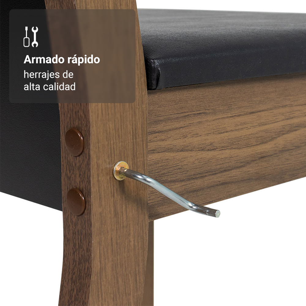 Juego de Comedor Talita Mesa Tapa de Madera 4 Sillas Marrón/Negro