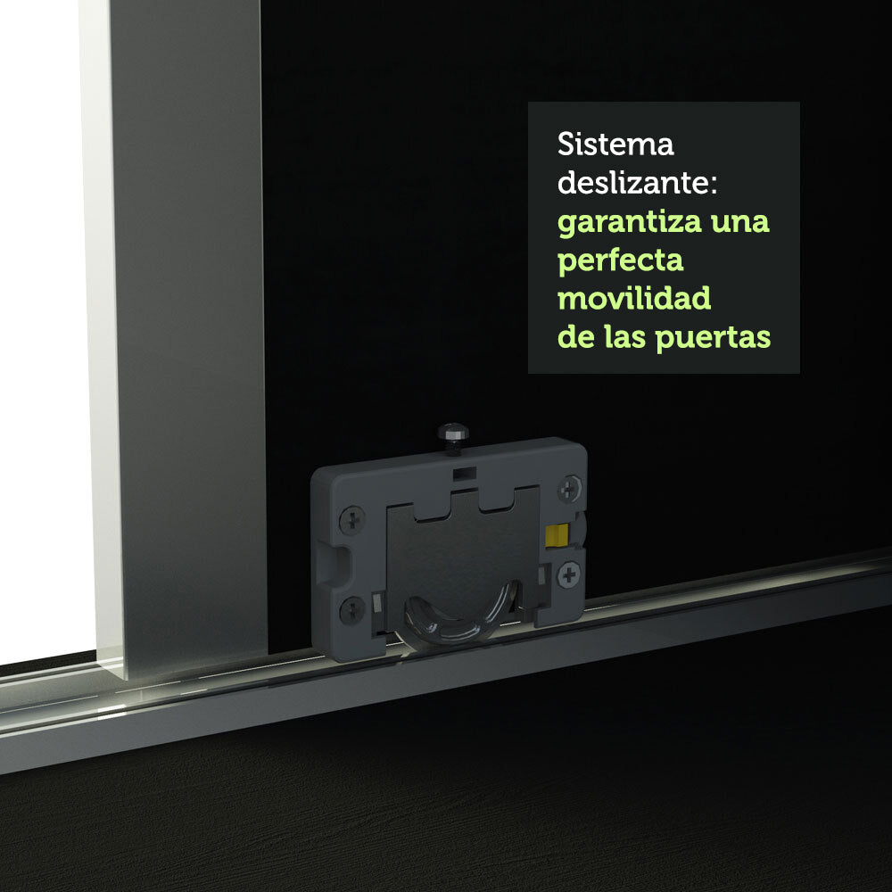 Placard Matrimonial 100% MDF Royale 3 Puertas Corredizas con Espejos Negro/Blanco