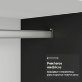Placard Matrimonial Malta 231 cm 3 Puertas Corredizas con 1 Espejo 4 Cajones con Patas 100% MDF Negro Madesa