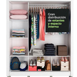Placard Matrimonial 3 Puertas Corredizas con Espejos con Patas Blanco Monaco
